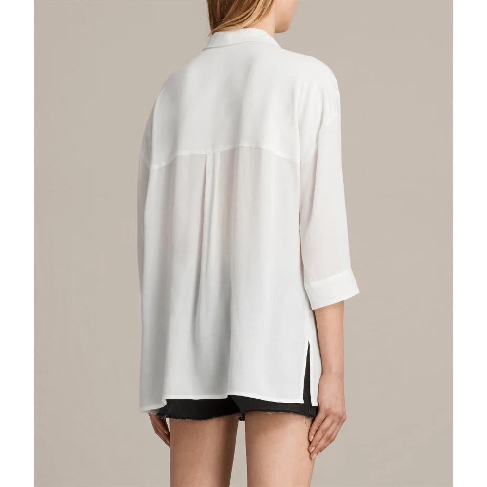 All Saints Milson Shirt in Chalk White Button Down Blouse Medium Business Casual - Picture 3 of 12